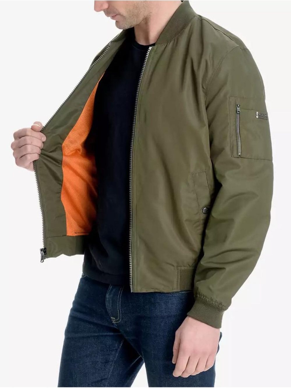 Michael Kors Olive Bomber Jacket with Mesh Lining
